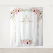 春の花のフォトブース 初誕生日 洗礼 タペストリー (正面)