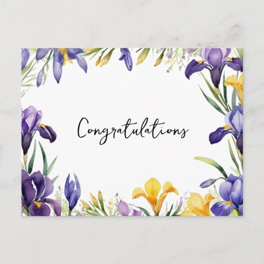 春の花のフレーム　お祝いメッセージ ポストカード (正面)