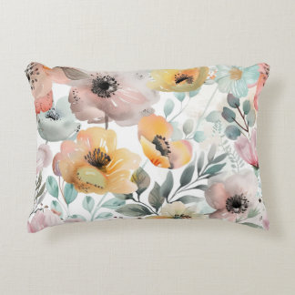 春の花のポピー野花の水色 アクセントクッション
