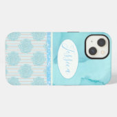 春の花のマルチブルーデザイン iPhoneケース (裏面横)
