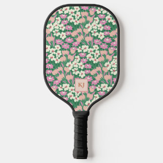 春の花のモノグラム入り ピックルボールラケット