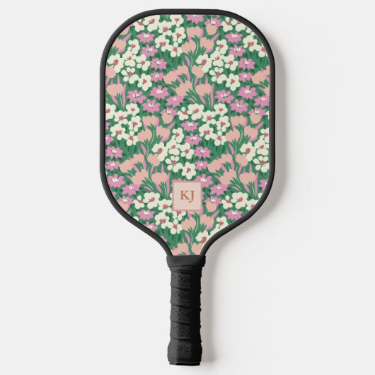 春の花のモノグラム入り ピックルボールラケット (裏面)