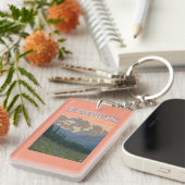 春の花のヴィンテージ旅行ポスター キーホルダー (正面右)