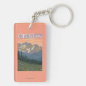 春の花のヴィンテージ旅行ポスター キーホルダー (裏面)