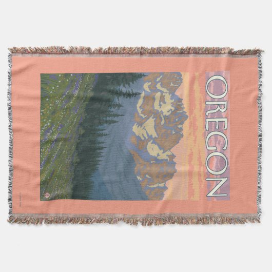 春の花のヴィンテージ旅行ポスター スローブランケット (正面)