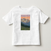 春の花のヴィンテージ旅行ポスター トドラーTシャツ (正面)