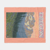 春の花のヴィンテージ旅行ポスター フリースブランケット (正面(横))