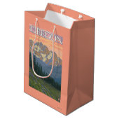 春の花のヴィンテージ旅行ポスター ミディアムペーパーバッグ (裏面アングル)