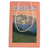 春の花のヴィンテージ旅行ポスター ミディアムペーパーバッグ (裏面)