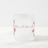 春の花の二重幸福の中国のな結婚式 フロストグラスマグカップ (中央)