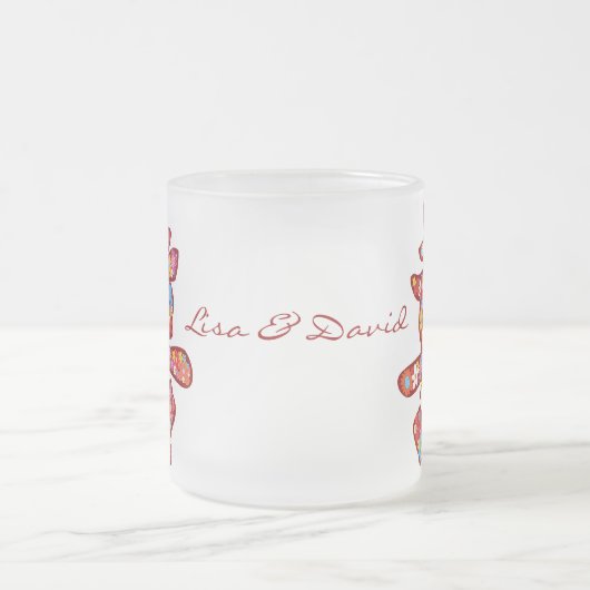 春の花の二重幸福の中国のな結婚式 フロストグラスマグカップ (中央)