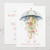 春の花の傘の水彩 赤ちゃんシャワー 招待状 (正面/裏面)
