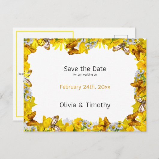 春の花の写真なし日付の保存 案内ポストカード (正面/裏面)