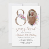 春の花の写真 80歳の誕生日 招待状 (正面)