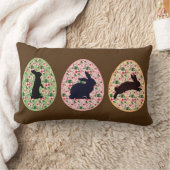 春の花の卵及びイースターのウサギのシルエット ランバークッション (ブランケット)