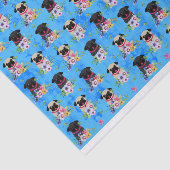 春の花の子鹿そして黒いパグ 薄葉紙 (詳細)