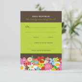 春の花の庭お洒落な結婚RSVP 出欠カード (スタンド正面)