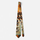 春の花の日本人の花柄の飛んでいるなクレーン ネクタイ (正面)