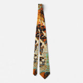 春の花の日本人の花柄の飛んでいるなクレーン ネクタイ (裏面)