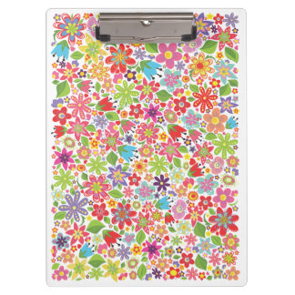 春の花の明るい花の庭のオフィス用紙 クリップボード