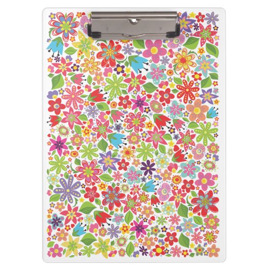 春の花の明るい花の庭のオフィス用紙 クリップボード (正面)