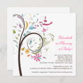 春の花の木のベビーシャワーの招待状 招待状 (正面/裏面)