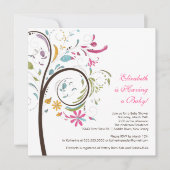 春の花の木のベビーシャワーの招待状 招待状 (正面)