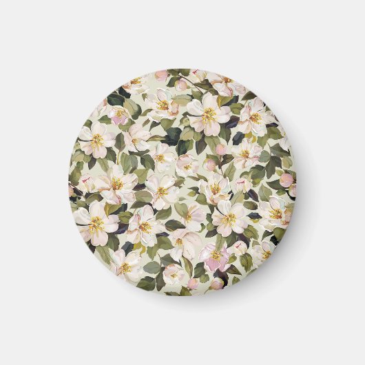 春の花の木の枝のパターン マグネット (正面)
