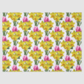春の花の水仙とチューリップのティッシュペーパー 薄葉紙 (正面)
