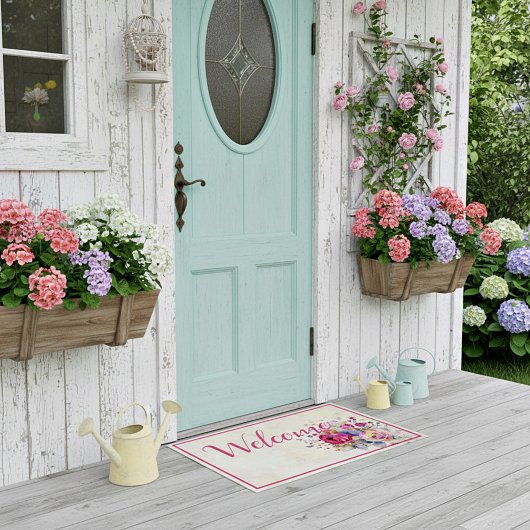 春の花の玄関マット ドアマット