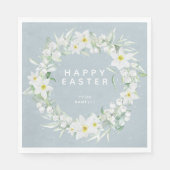 春の花の白フローラリースパーティー スタンダードランチョンナプキン (正面)