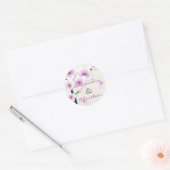 春の花の結婚式の日付発表を保存 ラウンドシール (封筒)