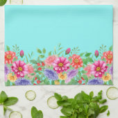 春の花の背景ティール(緑がかった色) キッチンタオル (折り畳み)