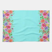 春の花の背景ティール(緑がかった色) キッチンタオル (横)