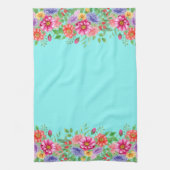 春の花の背景ティール(緑がかった色) キッチンタオル (縦)