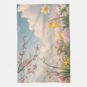 春の花の背景 キッチンタオル (縦)