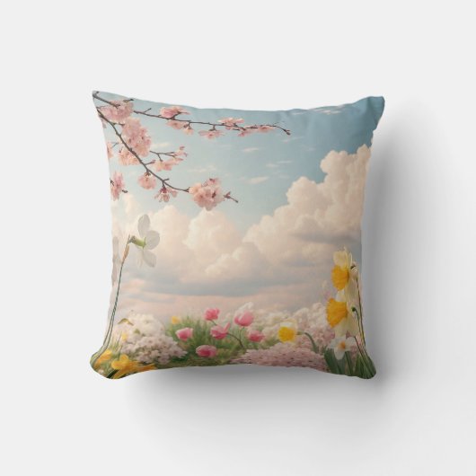 春の花の背景 クッション (正面)