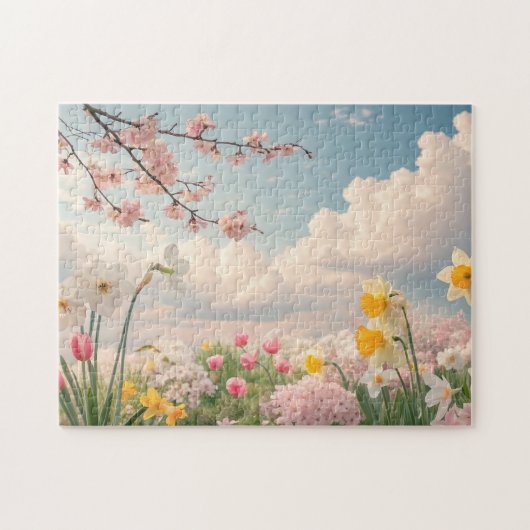 春の花の背景 ジグソーパズル (横)