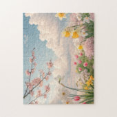 春の花の背景 ジグソーパズル (縦)