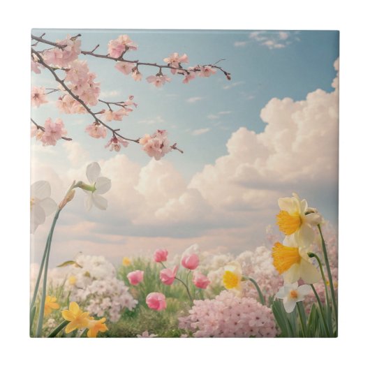 春の花の背景 タイル (正面)
