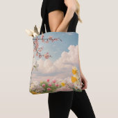 春の花の背景 トートバッグ (クローズアップ)