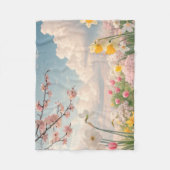 春の花の背景 フリースブランケット (正面)