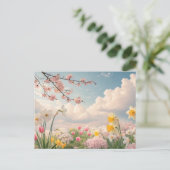 春の花の背景 ポストカード (スタンド正面)
