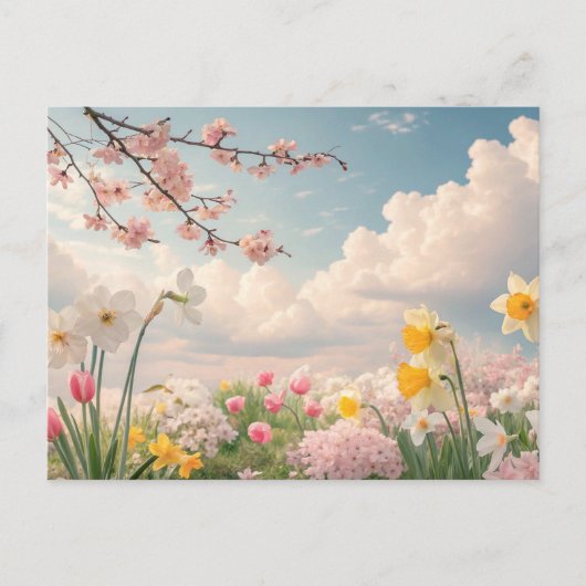 春の花の背景 ポストカード (正面)