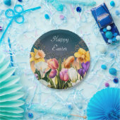 春の花の花枠 エレガントでおしゃれなパーティー ペーパープレート (パーティー)