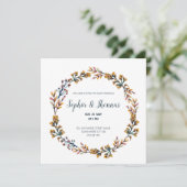 春の花の花輪フレームの結婚式のカード 招待状 (スタンド正面)