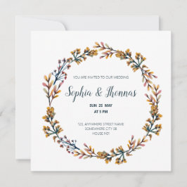 春の花の花輪フレーム結婚式のカード 招待状
