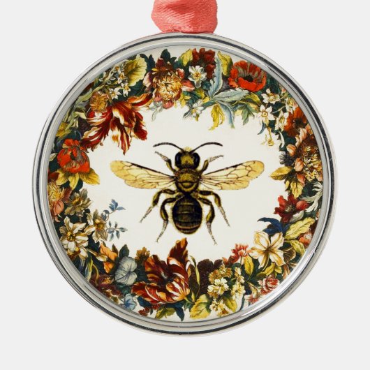 春の花の蜂蜜の蜂/養蜂家 メタルオーナメント (正面)