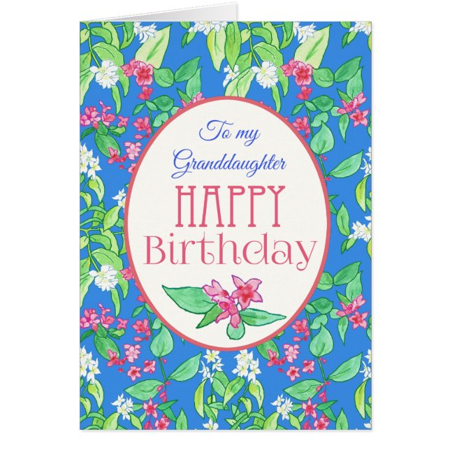 春の花の誕生日カード (正面)