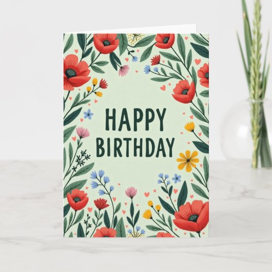 春の花の誕生日カード カード (正面)